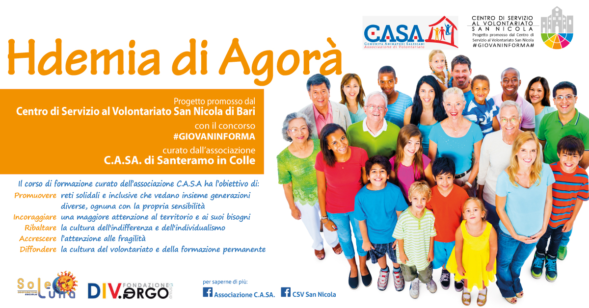 Banner Locandina Hdemia di Agorà - Associazione C.A.SA. Santeramo in Colle - #GIOVAINFORMA