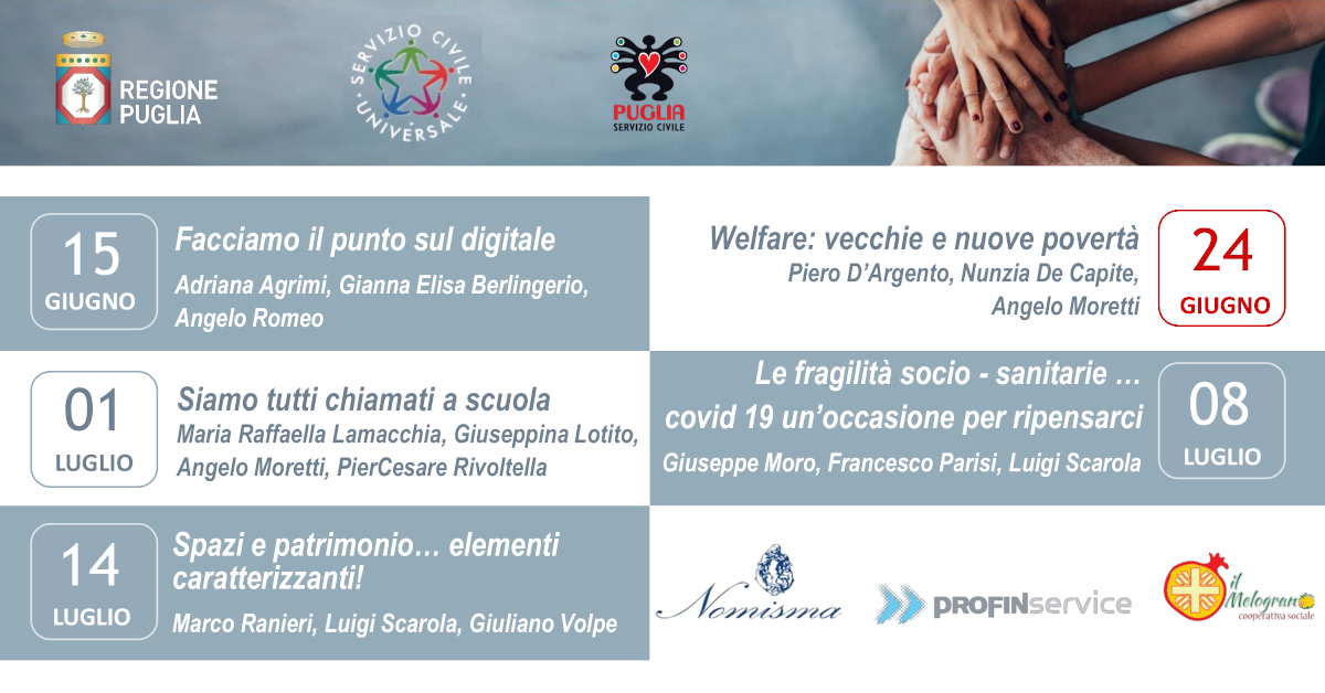 Banner webinar Welfare vecchie e nuove povertà Regione Puglia SCU