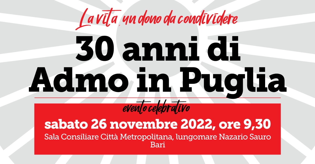 Banner 30 anni Admo in Puglia
