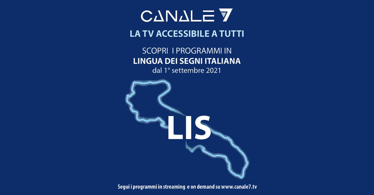 Banner Canale7 TV accessibile a tutti programmi Lingua dei Segni Italiana