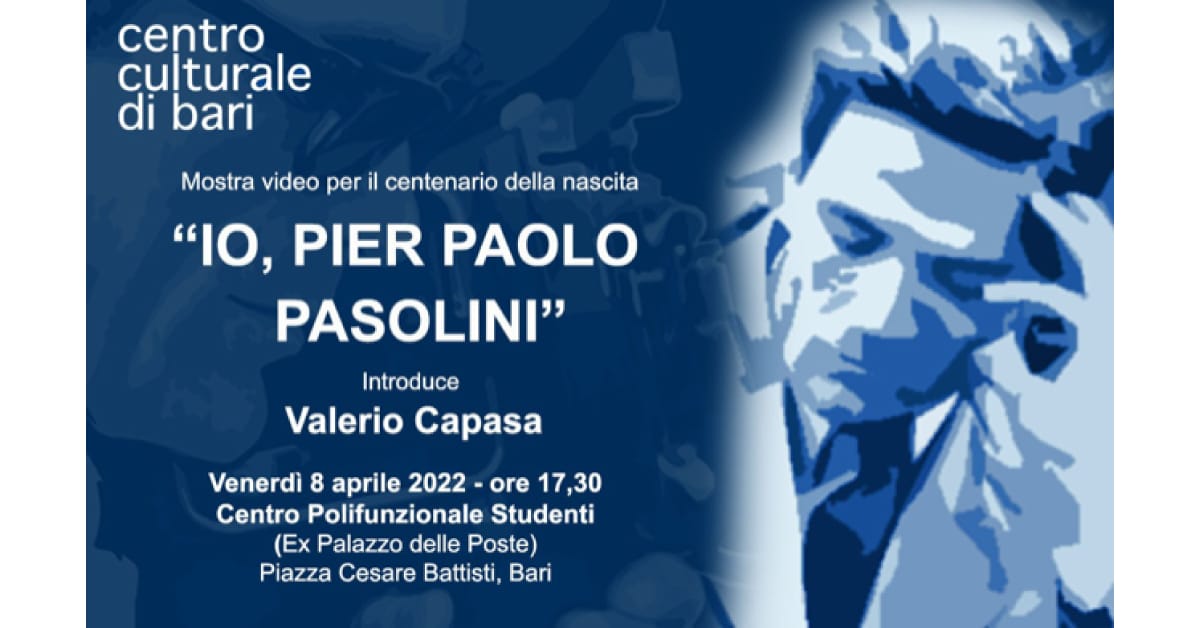 Banner Io Pier Paolo Pasolini Centro Culturale di Bari