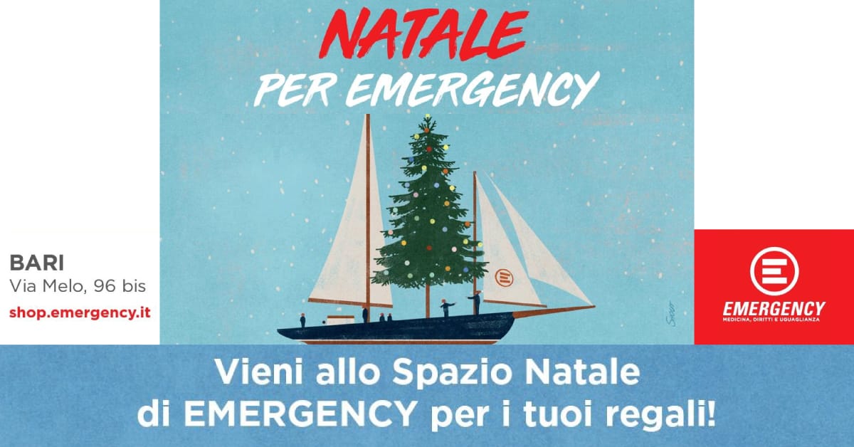 Banner Locandina Temporary Store Natalizio di Emergency Bari