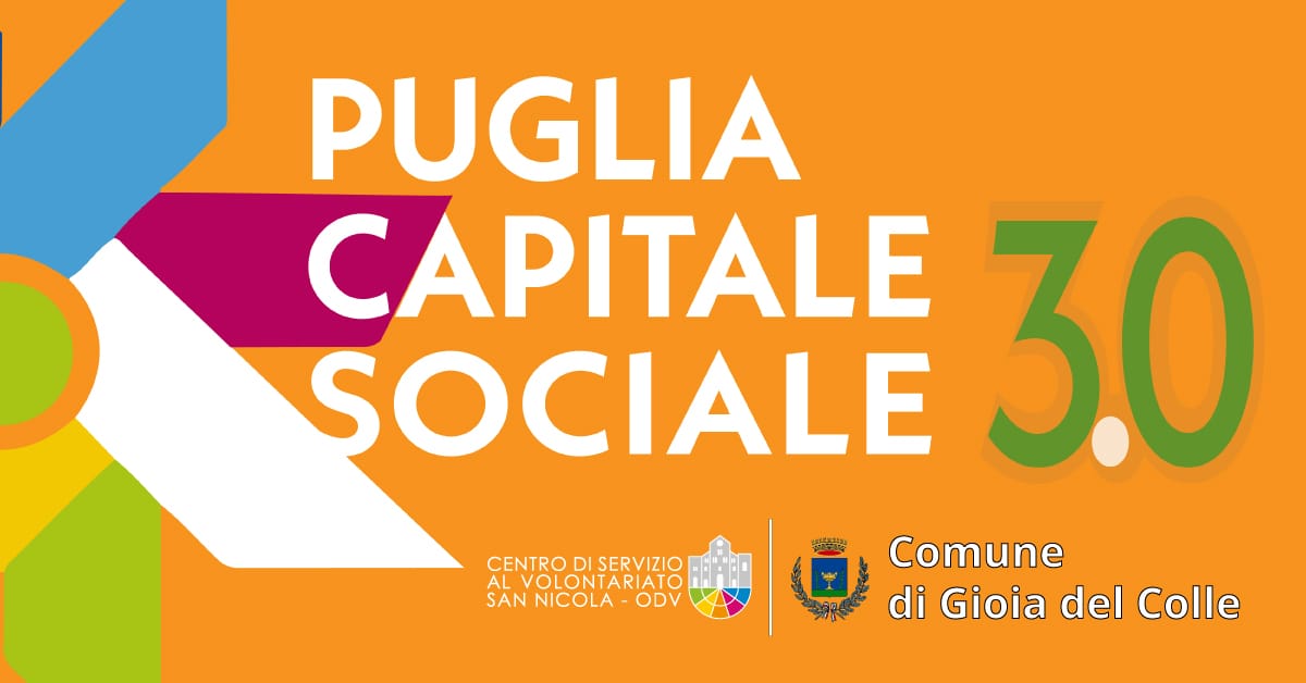 Banner PugliaCapitaleSociale 3.0 Comune di Gioia del Colle CSV San Nicola