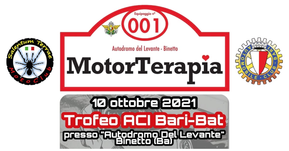 Banner Seconda edizione di MotorTerapia Trofeo ACI Bari BAT MotoClub Salentum Terrae 2021