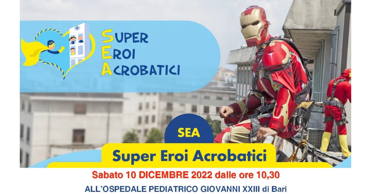Banner Supereroi acrobatici Ospedale Pediatrico Giovanni XXIII Bari 2022
