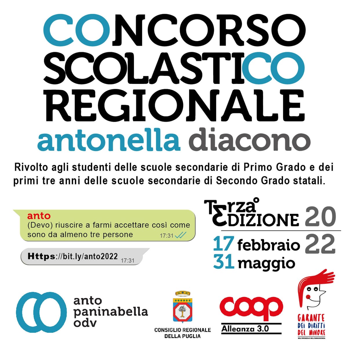 Banner Terza edizione del Concorso scolastico regionale Antonella Diacono