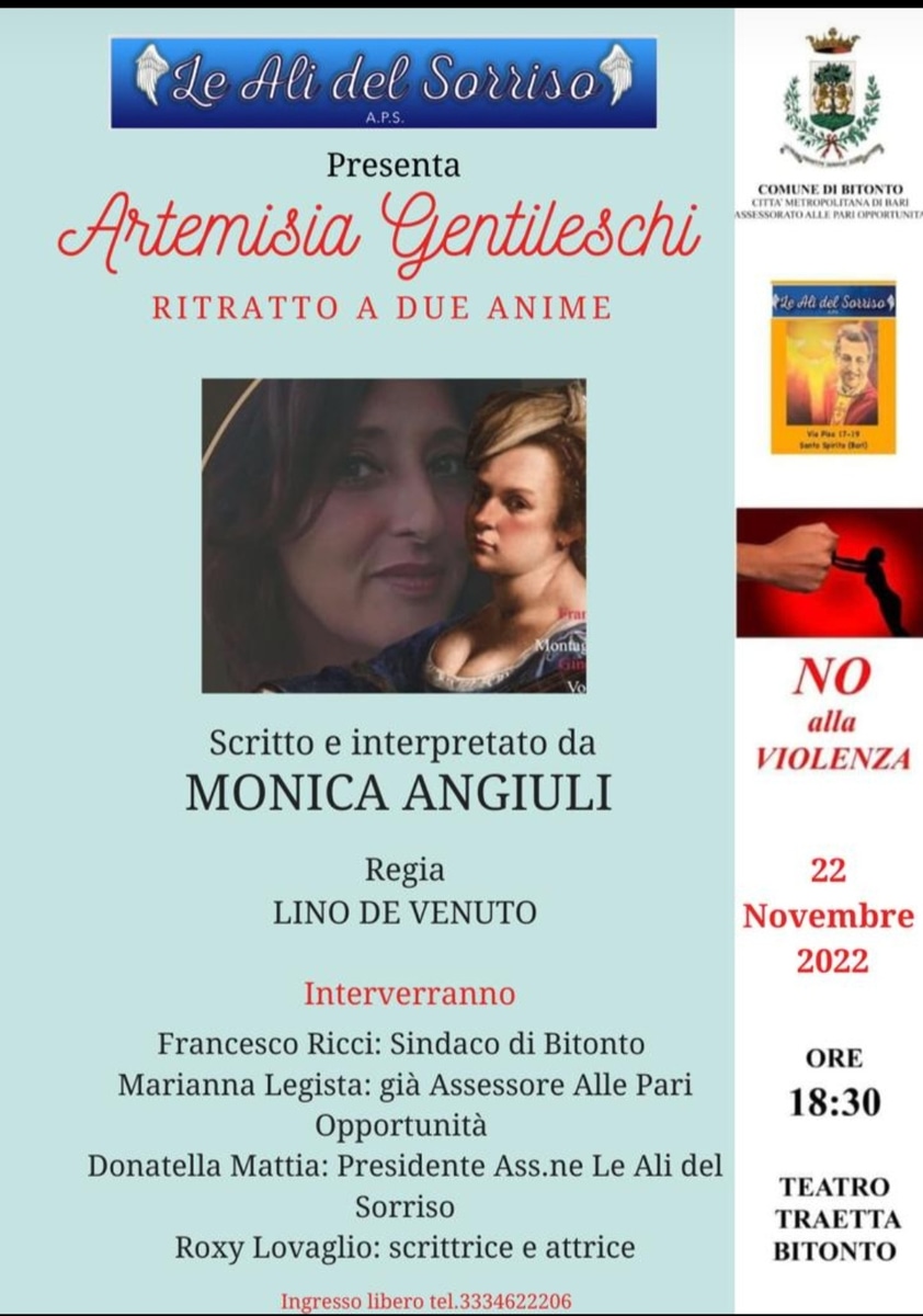 Locandina 22 Novembre Artemisia Gentileschi Le Ali del Sorriso