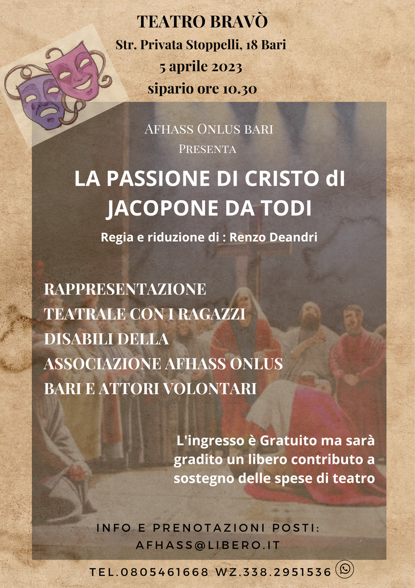 Locandina AFHASS Bari Passione Cristo Jacopone da Todi