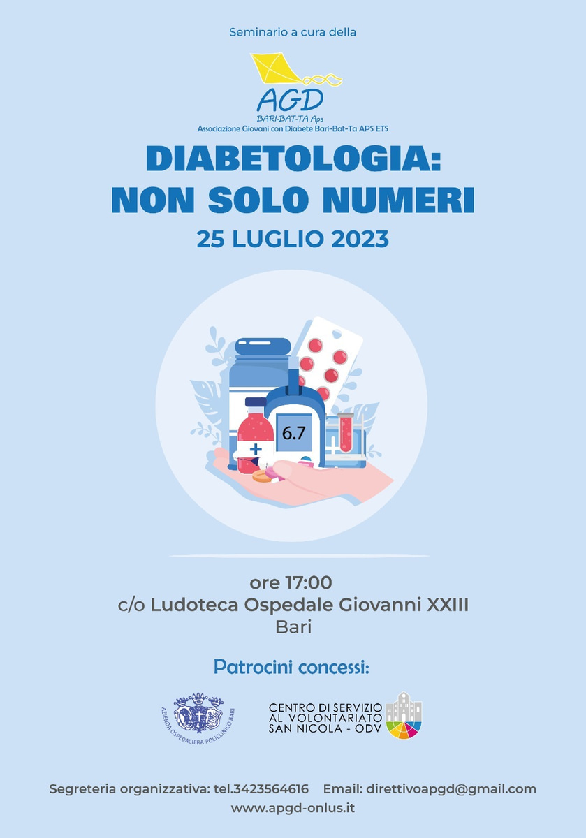 Locandina Diabetologia Bari non solo numeri Associazione Giovani con Diabete 2023