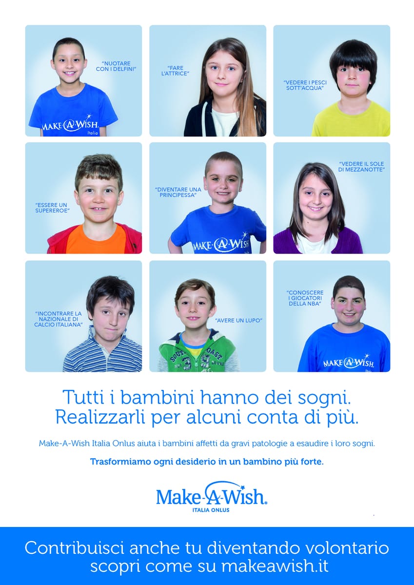 Locandina Diventa volontario Make-A-Wish Italia