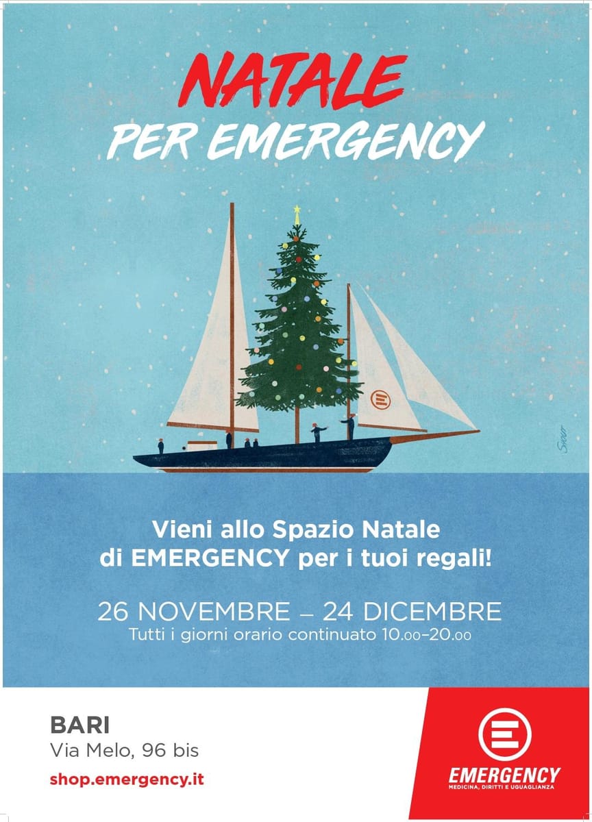 Locandina Temporary Store Natalizio di Emergency Bari