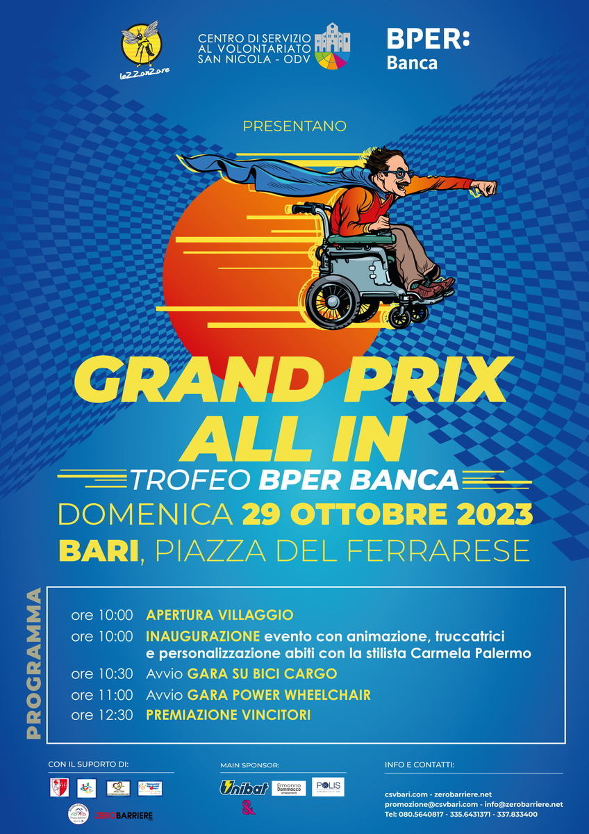 Locandina Trofeo BPER Banca Grand Prix All In 2023 Centro di Servizio al Volontariato San Nicola – OdV