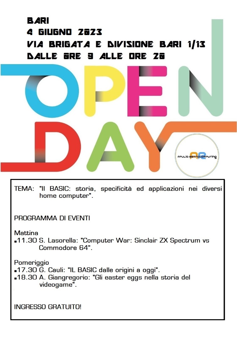 Locandina open day apulia retro computing