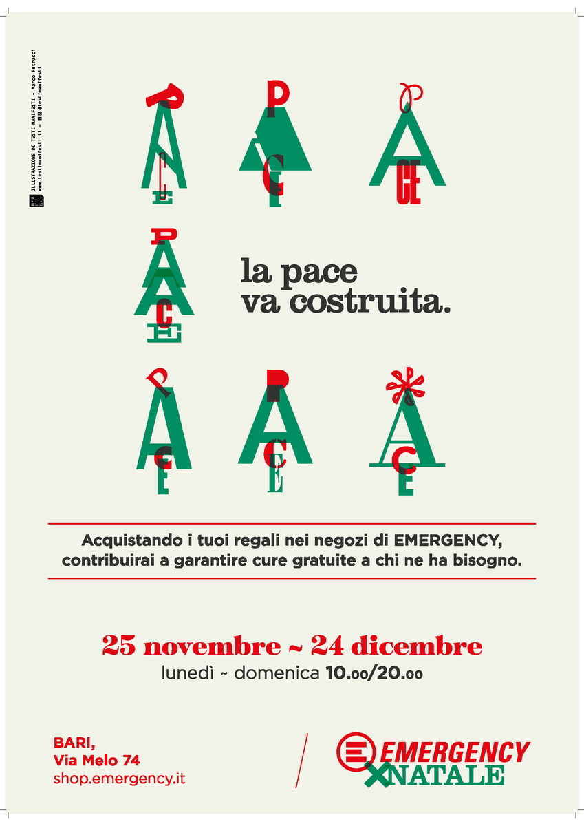 locandina Spazio Natale Emergency Bari 2023