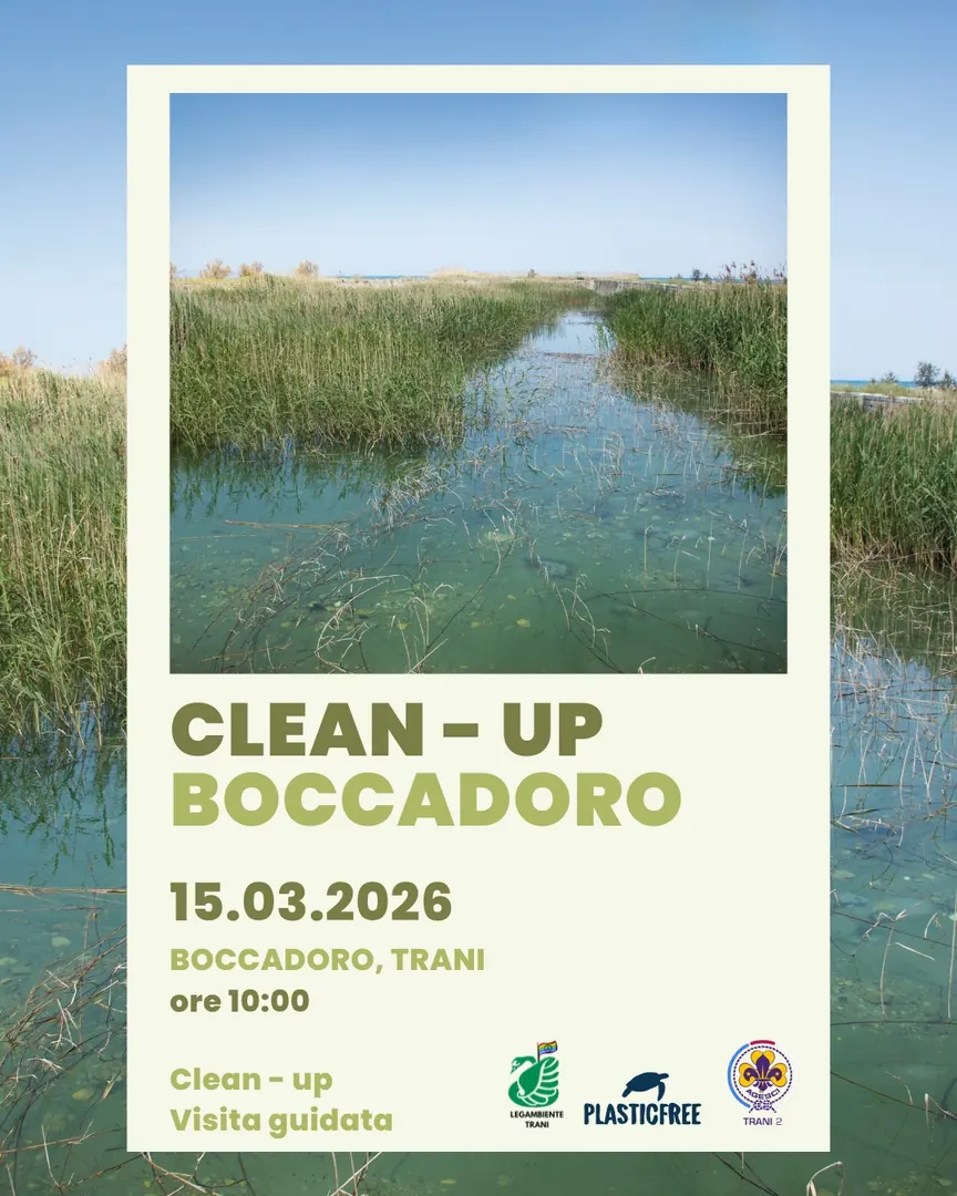 Domenica 15 Marzo 2026 a partire dalle 10:00, Legambiente Trani APS, in collaborazione con Plastic Free Trani e Agesci Gruppo Trani 2 APS, organizza un’importante giornata di mobilitazione e clean-up nel segno della tutela ambientale e della conoscenza delle proprie radici, nella località Boccadoro di Trani. L’invito a partecipare è rivolto a tutta la cittadinanza, nella volontà di dedicare qualche ora alla cura della propria città.