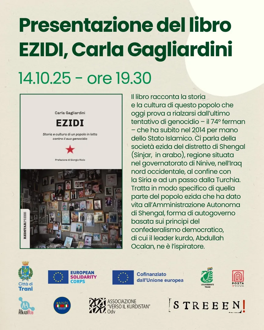 Il 14 e 15 Ottobre 2025, si conclude la Medea – Festa dei Popoli 2025 con due giorni di grande intensità e valore culturale interamente dedicati al Popolo Kurdo, presso HUB Porta Nova in via Nigro 18 a Trani. Ingresso libero.