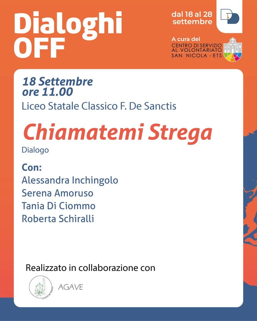Dal 18 al 28 Settembre 2025, torna la rassegna “Dialoghi Off” curata dal Centro di Servizio al Volontariato San Nicola ETS all’interno della 24ª edizione de “I Dialoghi di Trani – Umanità” dell'associazione La Maria del Porto - APS. Ingresso libero e gratuito.