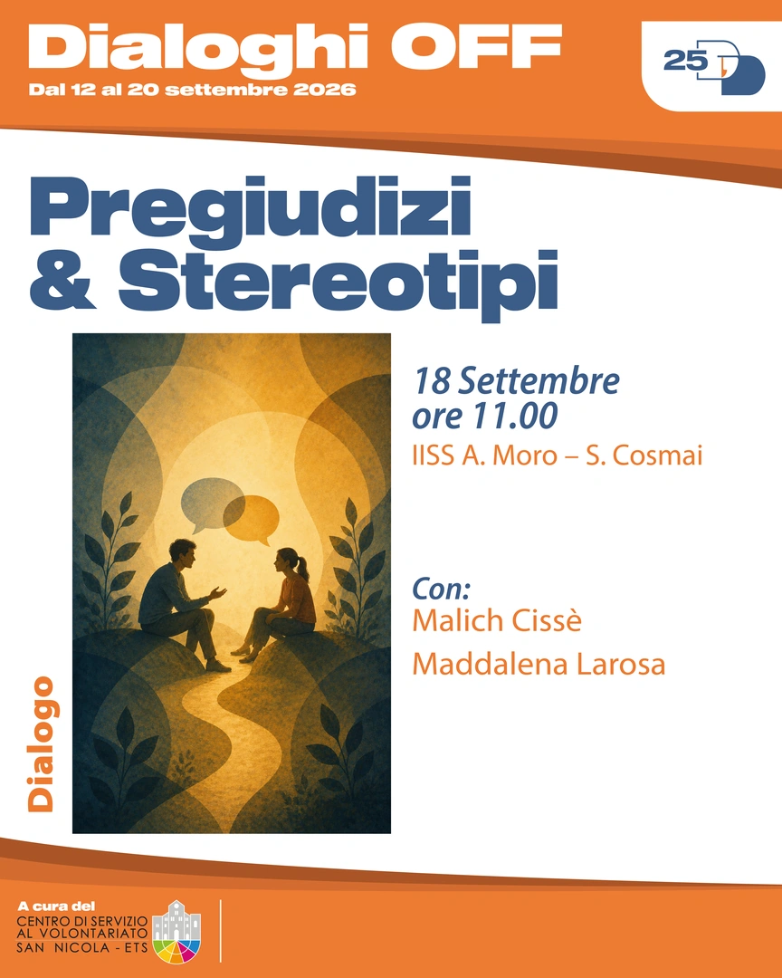 18/09 Ore 11:00-13:00 – IISS A. Moro – S. Cosmai Dialogo con Malich Cissè e Maddalena Larosa Pregiudizi e stereotipi Alle persone di colore, nei film, viene spesso proposto solo il ruolo di spacciatori e migranti. Un racconto sincero di una generazione che cerca riscatto, una storia di identità, appartenenza e possibilità di salvezza. Una storia da condividere.