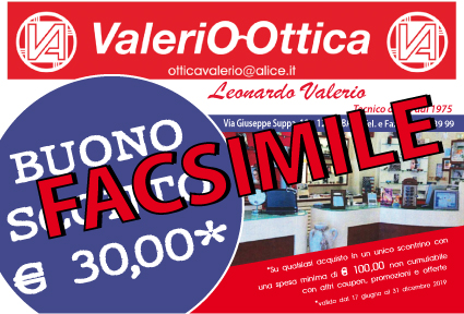 Buono sconto - Valerio Ottica - Volontariato in Corsa