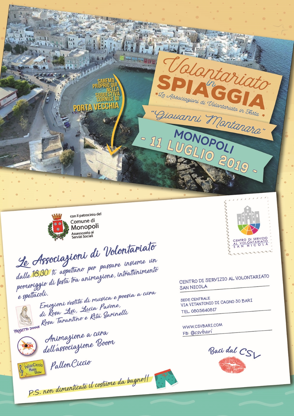 Locandina Volontariato in Spiaggia "Giovanni Montanaro" - 11 Luglio 2019 - Monopoli