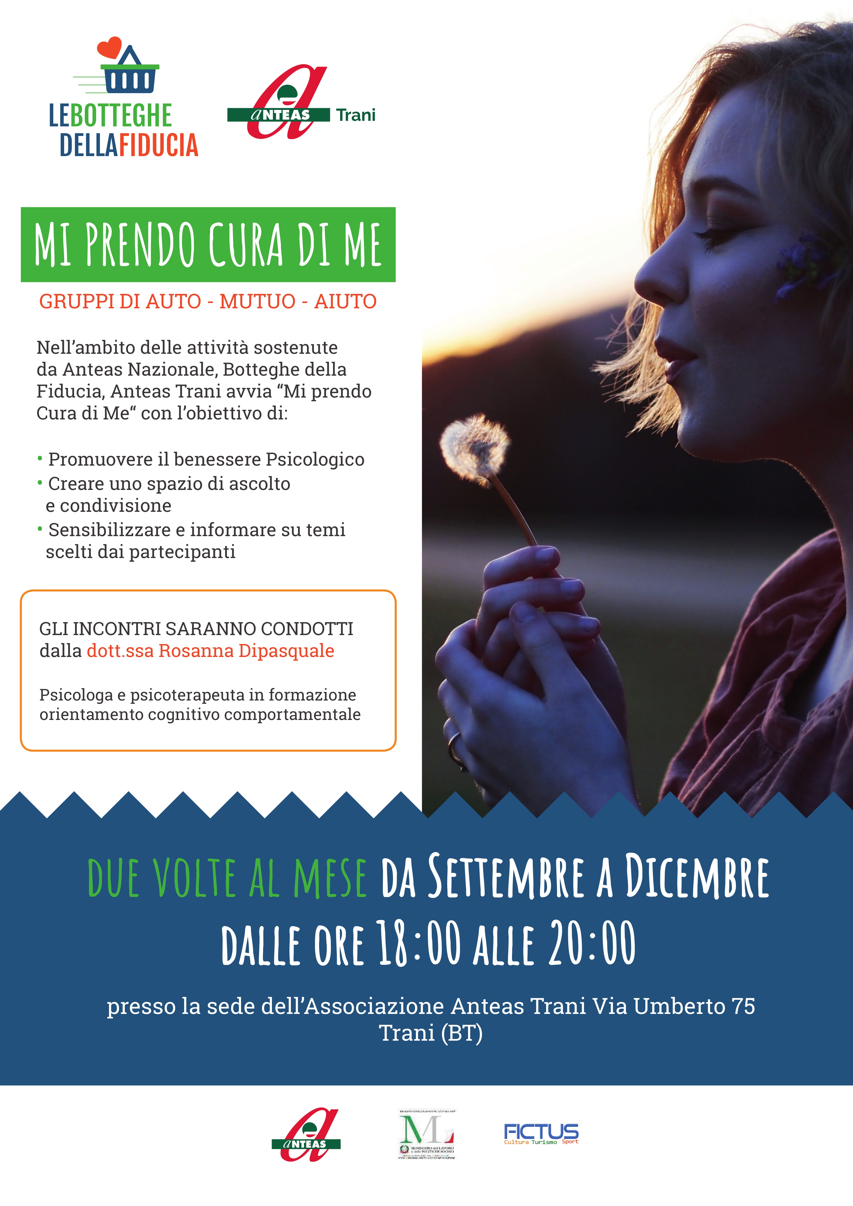 locandina Mi prendo cura di me - ANTEAS Trani - settembre - dicembre 2019