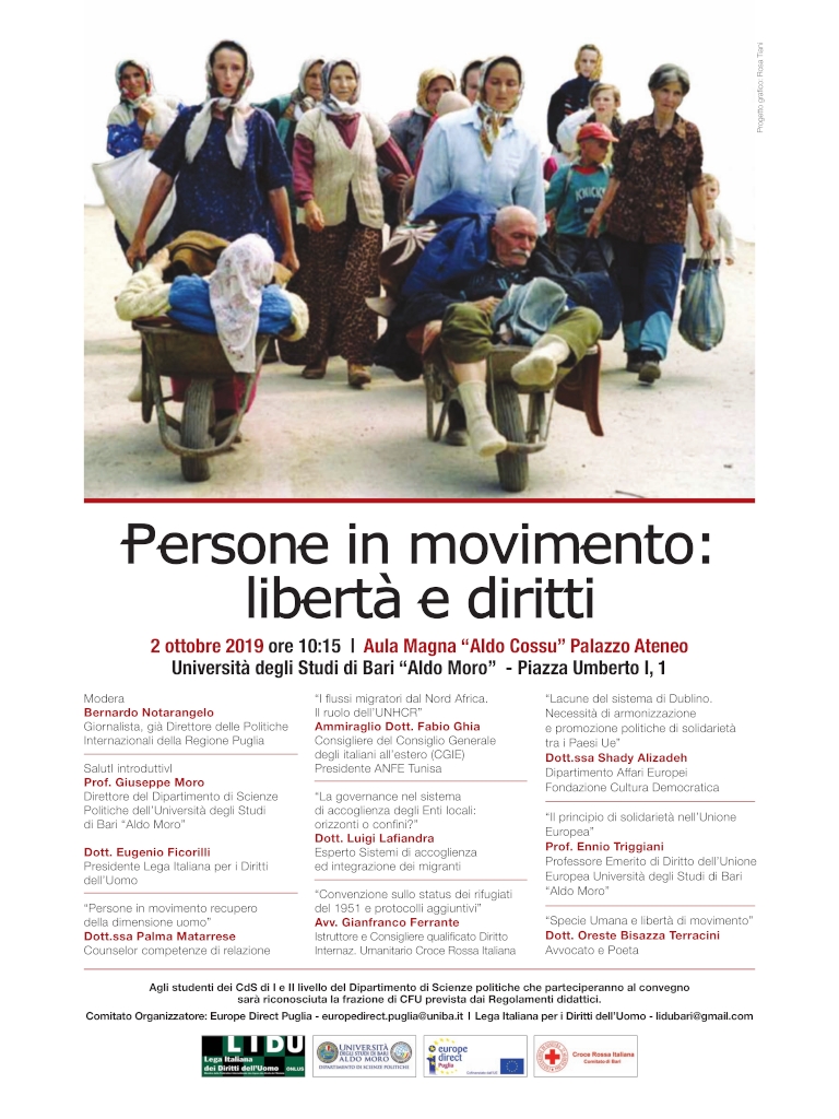 locandina Persone in movimento libertà e diritti LIDU