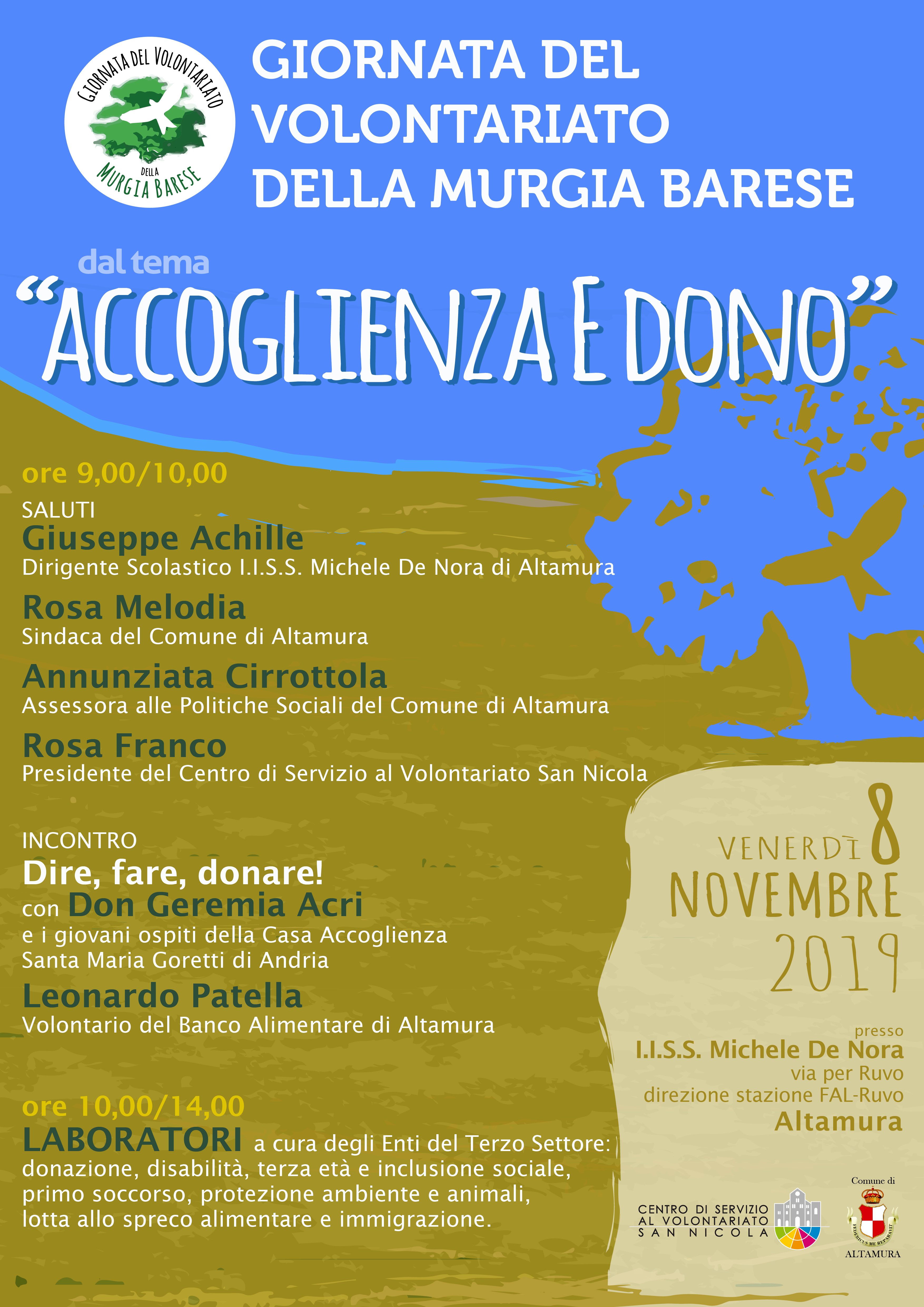 Locandina Giornata del volontariato della Murgia Barese 2019 - Accoglienza e dono