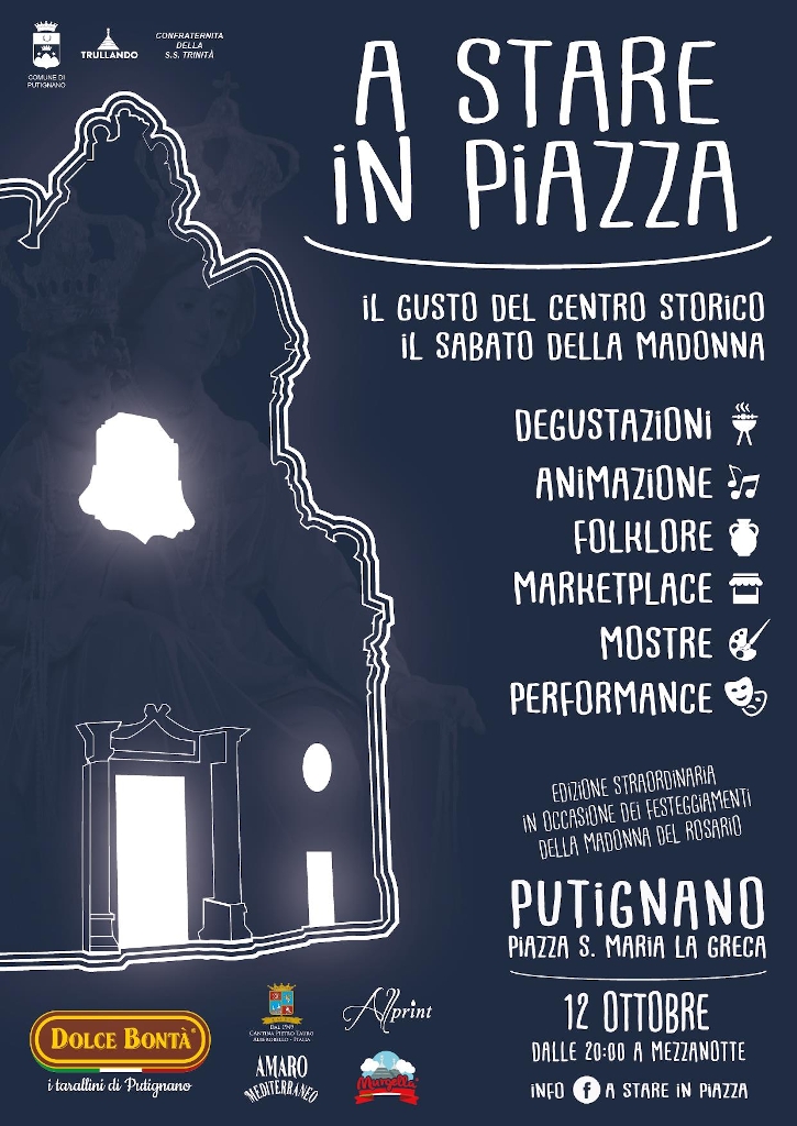 locandina A Stare in Piazza - Il gusto del centro storico il sabato della Madonna 2019 1024
