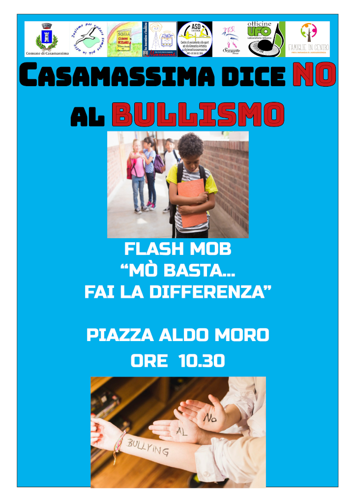 locandina Flash mob Mo basta fai la differenza contro il bullismo