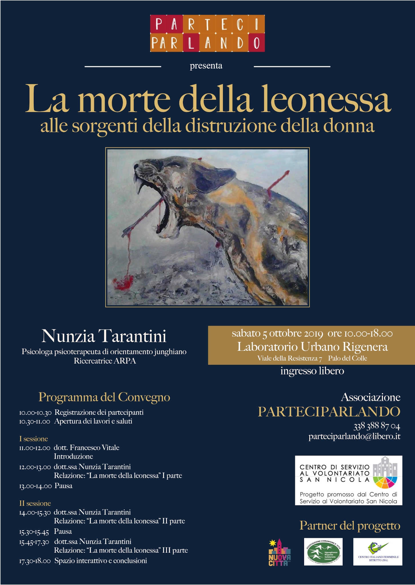 locandina La morte della leonessa PARTECIPARLANDO - Progetto CSVSN 2019