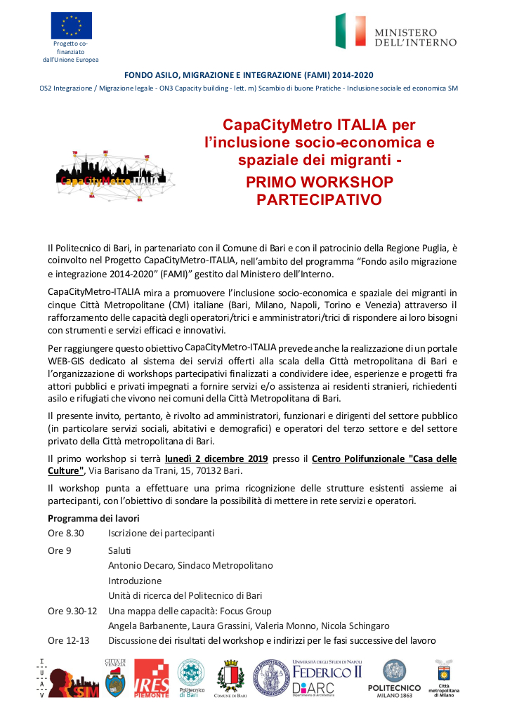 Invito CapaCityMetro Bari 2019