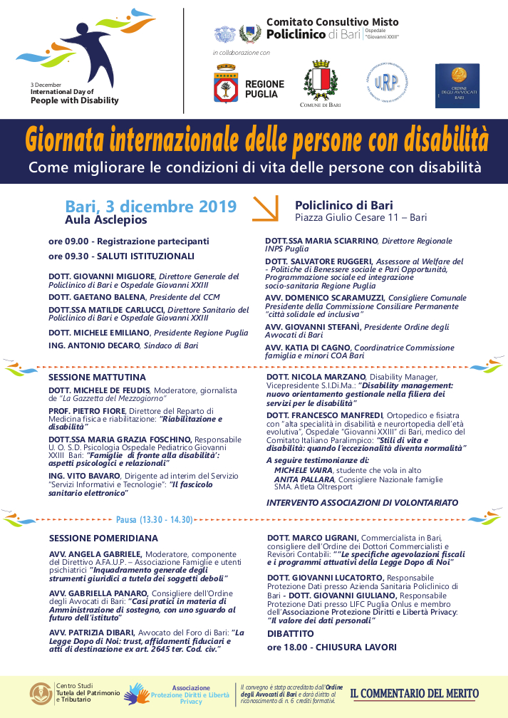 Locandina Come migliorare le condizioni di vita del disabile 2019