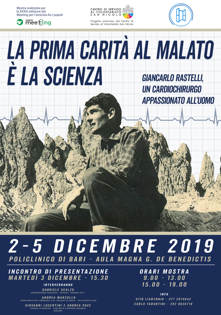 Locandina La prima carità al malato è la scienza 2019 - Obiettivo Studenti - progetto CSVSN