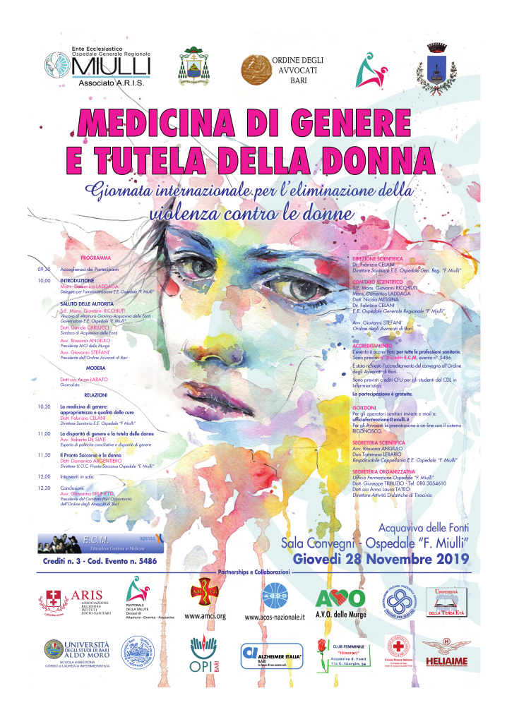 locandina Medicina di genere e tutela della donna novembre 2019 - Miulli