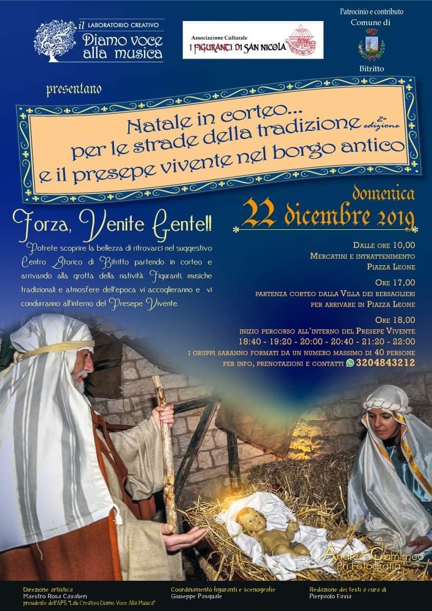 Locandina Natale in corteo per le strade della tradizione - Diamo voce alla musica 2019
