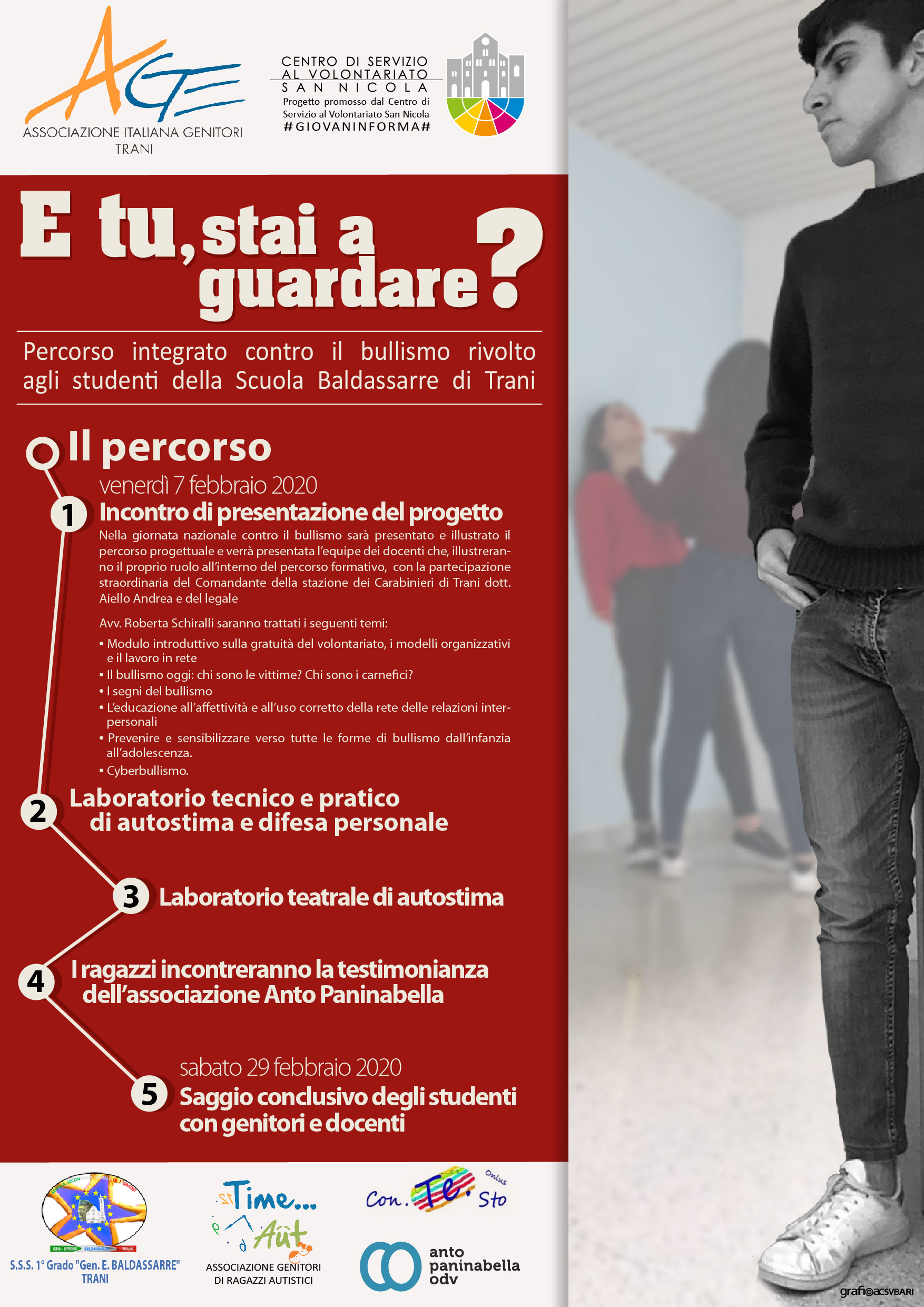 Locandina E tu stai a guardare teatro e autodifesa contro il bullismo #GIOVANINFORMA