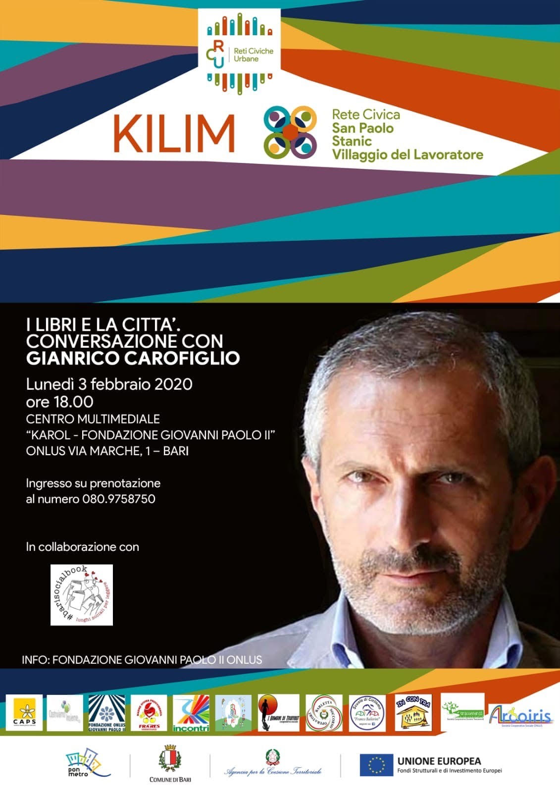 Locandina I Libri e la Città. Conversazione con Gianrico Carofiglio Febbraio 2020