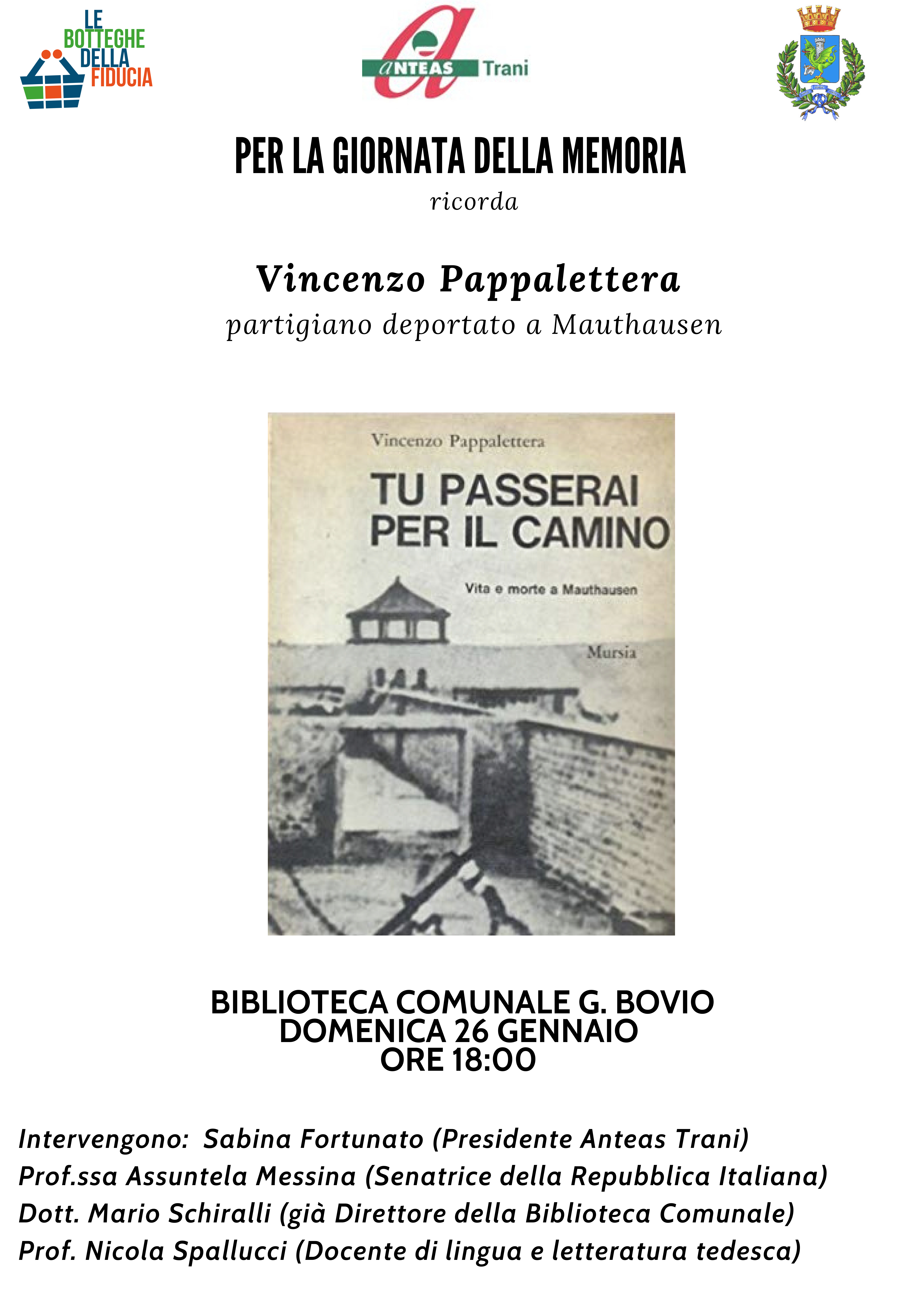 Locandina Vincenzo Pappalettera - Mauthausen - Giorno della Memoria 2020 ANTEAS Trani