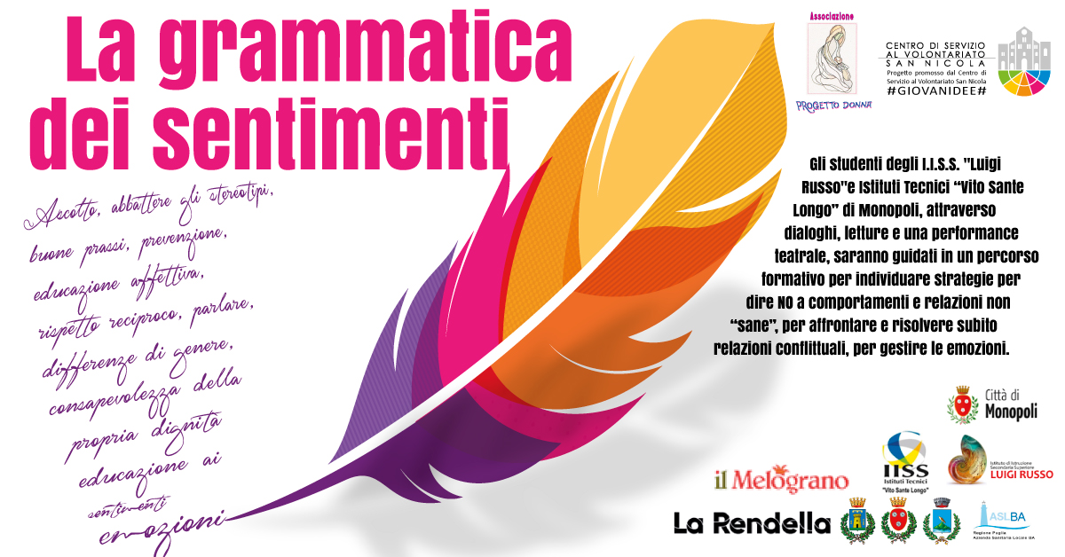 Banner La grammatica dei sentimenti - Progetto Donna - CSVSN #GIOVANIDEE