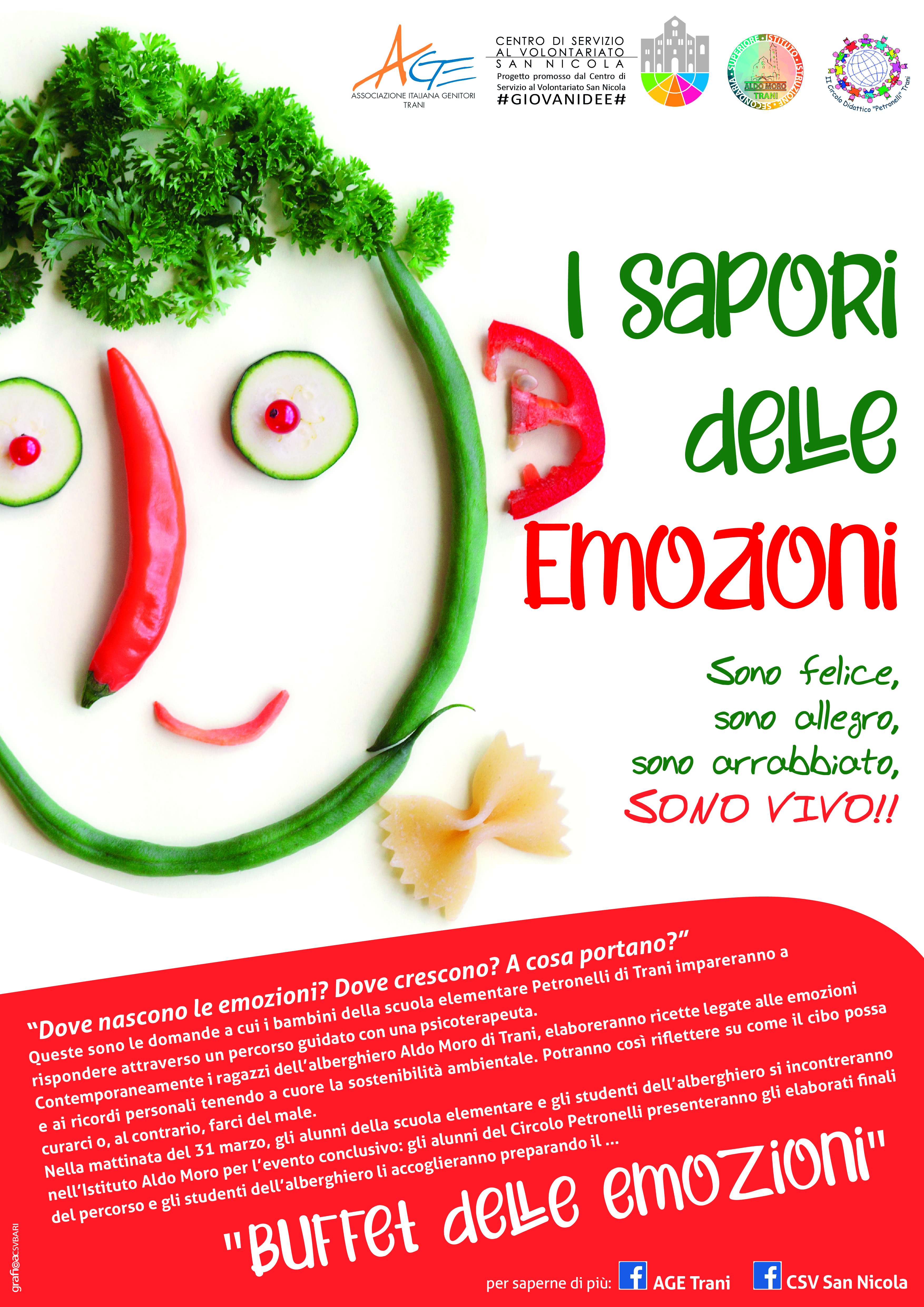 Locandina I sapori delle emozioni - AGE Trani - #GIOVANIDEE CSVSN