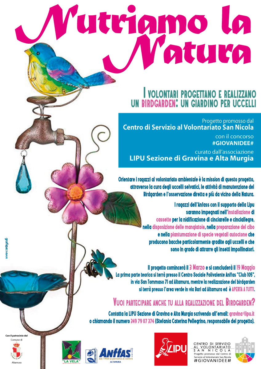 Locandina Nutriamo la Natura LIPU Gravina e Alta Murgia #GIOVANIDEE CSVSN