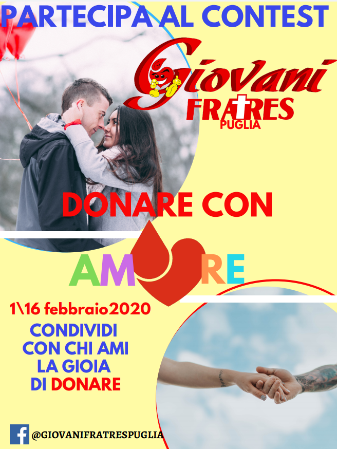 Locandina contest fotografico Donare con Amore Giovani Fratres Puglia