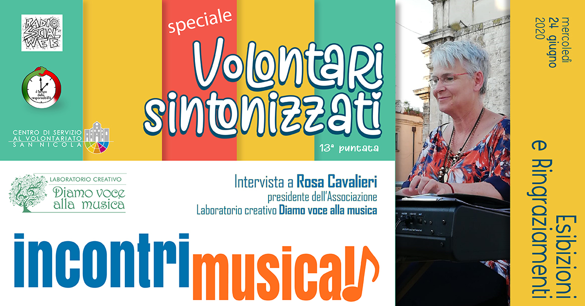 Banner Intervista Rosa Cavalieri Volontari sintonizzati Radio Social Web- CSV San Nicola