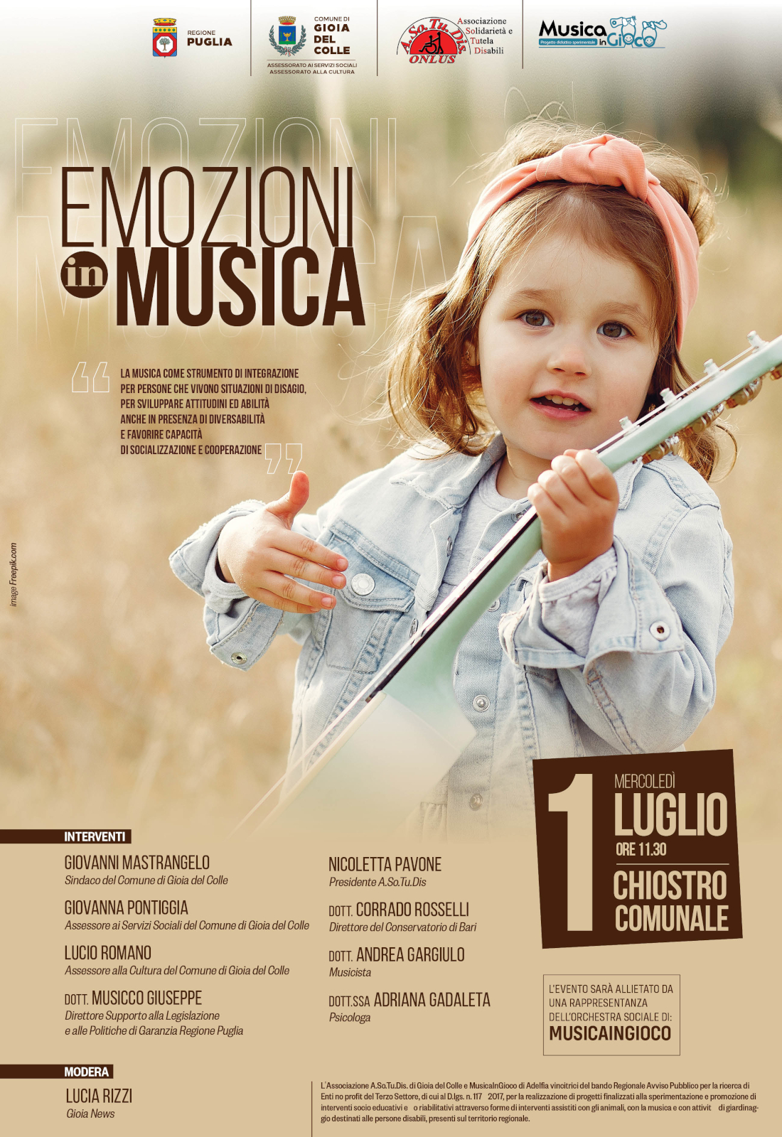 Manifesto emozioni in musica luglio 2020 ASOTUDIS Gioia del Colle