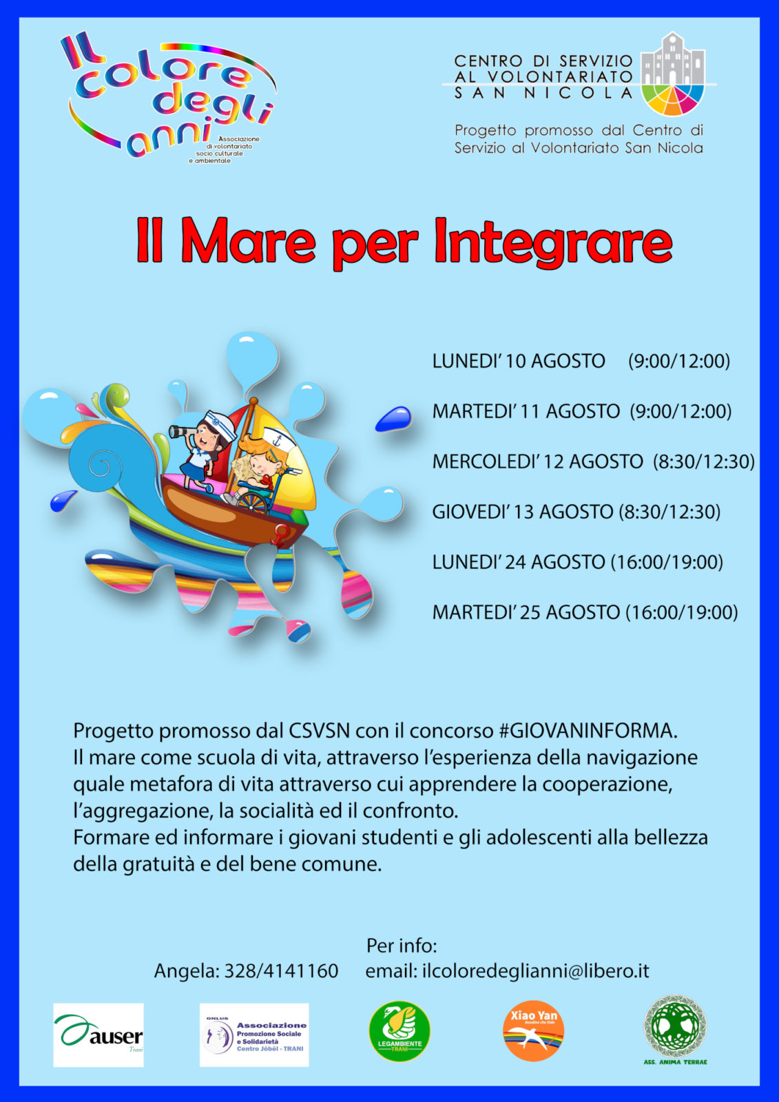 Locandina Il mare per integrare #GIOVANINFORMA CSV San Nicola-