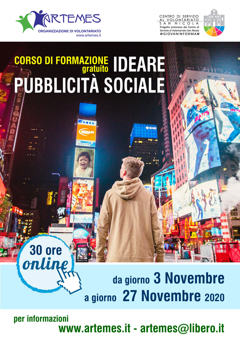Locandina Ideare-Pubblicita-Sociale-ARTEMES-OdV-CSV-San-Nicola-#GIOVNAINFORMA