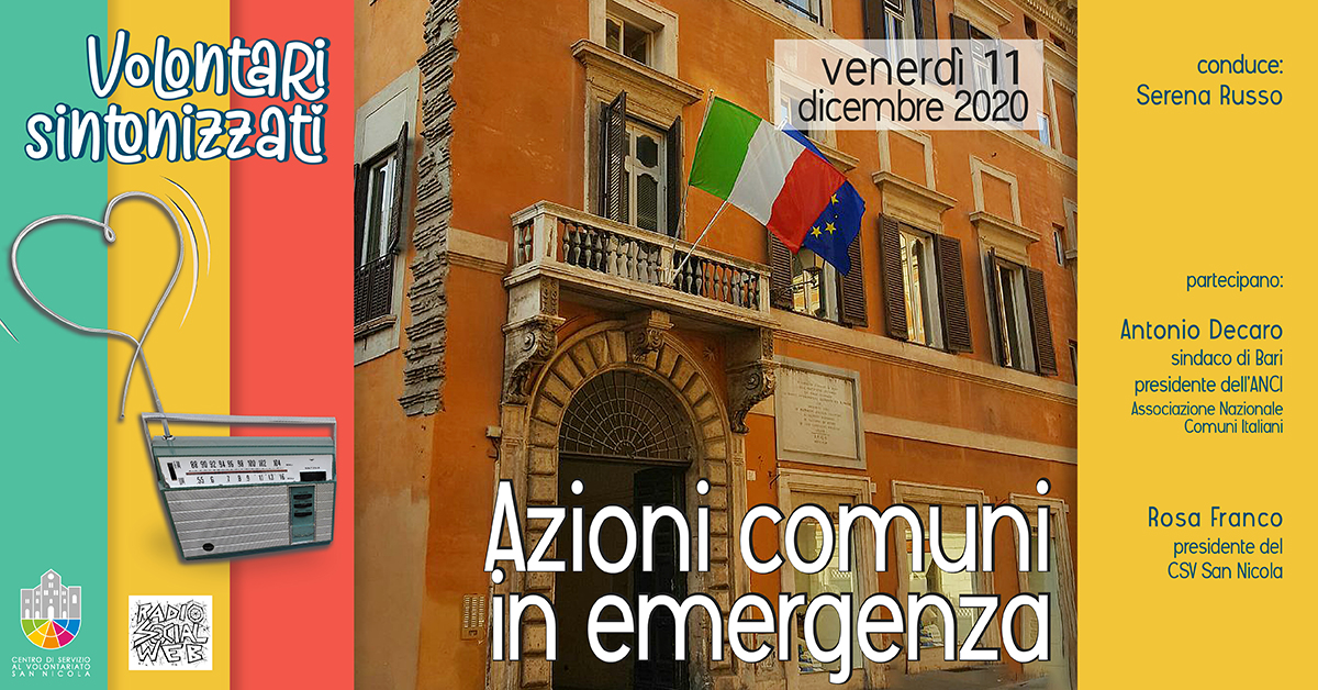 Banner Azioni comuni in emergenza - Volontari sintonizzati CSV San Nicola