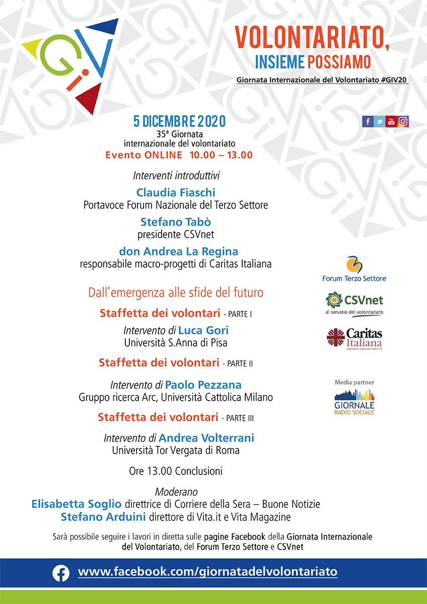 Programma Giornata Internazionale del Volontariato 2020