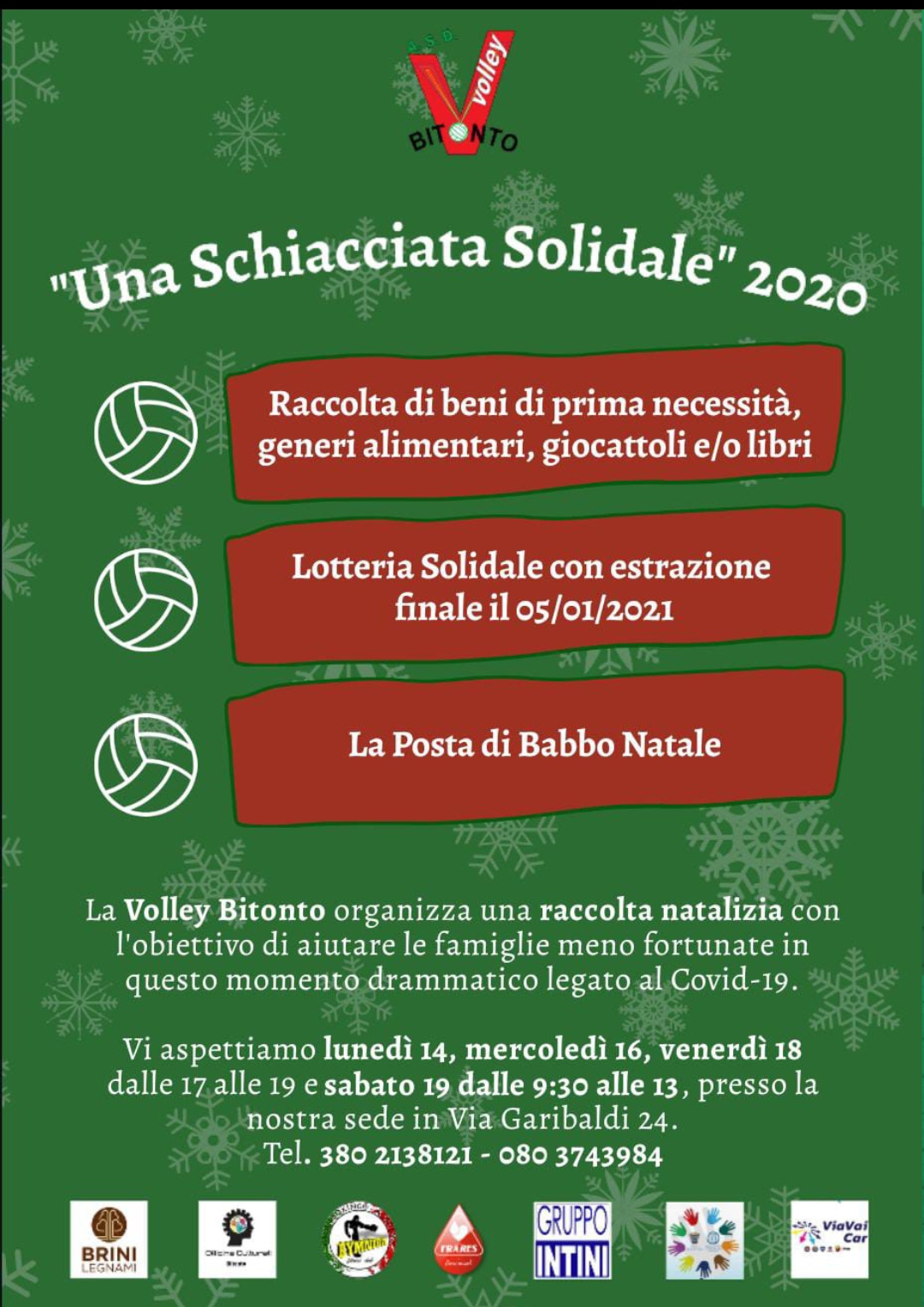 Una schiacciata solidale 2020 ASD Volley Bitonto locandina