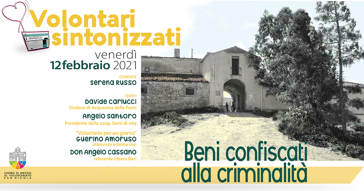 Banner Volontari sintonizzati CSVSN Beni confiscati alla criminalità organizzata